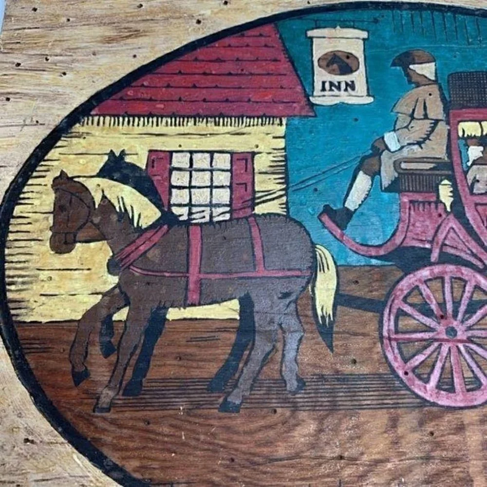 Colonial inspired vintage wood hand-painted coach
